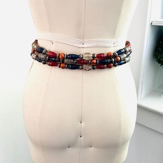 Vintage Whimsigoth Beaded Waist Belt. Tribal Beads. Boho Witchcore Chic Style. Hippie Chic Style. Navy. 90s Y2K. 00s. 2000s. The Limited.
