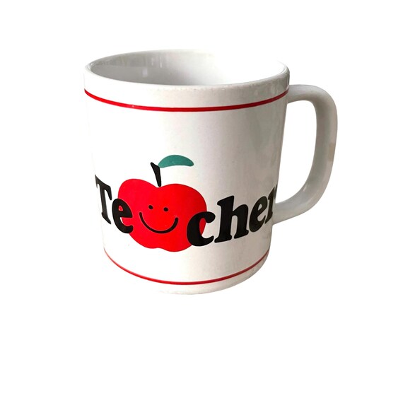 Vintage Best Teacher Mug: Collectible Mug, Gift Mug, Apples, Multicolor, Cute, Retro Mug, For Teachers, School, 80s, 1980s