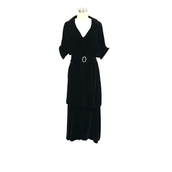 Vintage Zelda Black Velvet Bias Cut Maxi Dress. R… - image 3