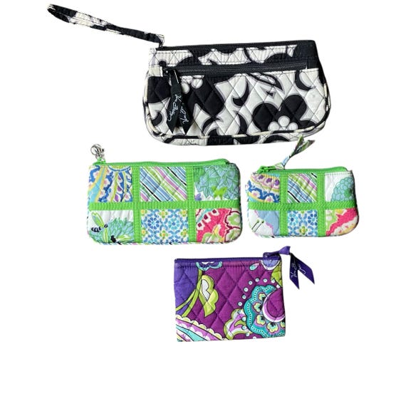 Vintage Vera Bradley Quilted Clutch Purses. Black and White Floral Clutch. Multicolor Clutch w/Coin Pouch. Multicolor Boho Clutch. 90s. Y2K.