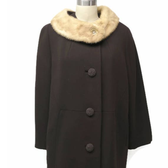 Vintage 50 60s Wook Mink Coat. Swing Dress Wool C… - image 4