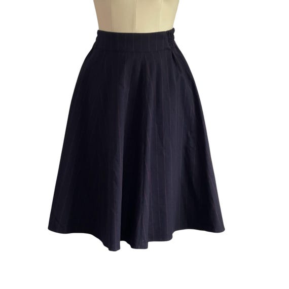 Vintage Dark Striped A-Line Skirt, Elastic Waist, Grunge Witchcore