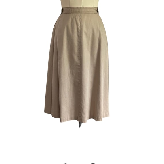 Vintage Khaki Brown A-Line Wrap Skirt: Secretary, Teacher Style