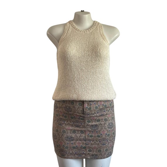 Vintage J. Crew Beige Knitted Tank Top. Spring Boho Hippie Knit Tank Top. High Scoop Neck. Summer. Casual. Beach. Y2K. 2000s. 00s.