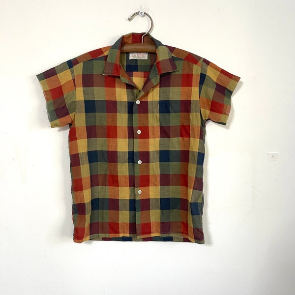 Vintage Madras Plaid Shirt. Kids Plaid Shirt. Plaid Button Down Shirt. Vintage Sears Boys Plaid Shirt. Boys Plaid Shirt. 60s 70s Plaid Shirt