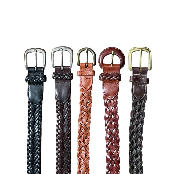 Vintage Brown Black Braided Leather Belt. Woven Leather Waist Belt. Brown. Dark Brown. Light Brown. Black. 70s 80s 90s. Sold Separately.