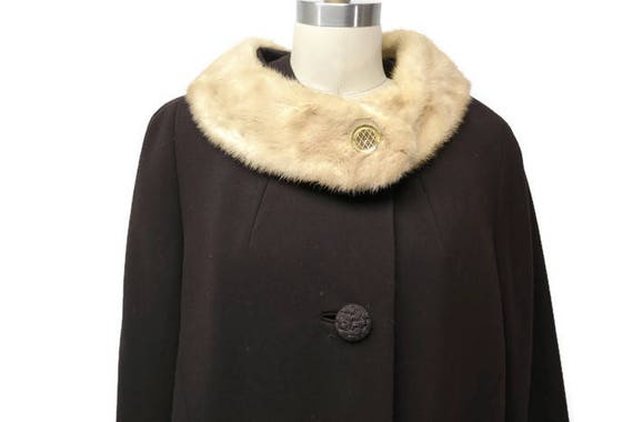 Vintage 50 60s Wook Mink Coat. Swing Dress Wool C… - image 3