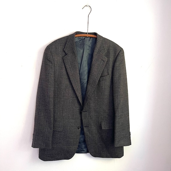 Vintage Chaps by Ralph Lauren Gray Plaid Blazer Jacket. Oversized Blazer. Boyfriend Blazer. Business Casual Blazer. 80s 90s. Plaid Jacket.