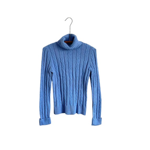 Vintage Baby Blue Cable Knit Turtleneck Sweater. Womens Casual Turtleneck Top. Express Turtleneck Sweater. Mod Cable Ribbed Top. 90s Y2K.