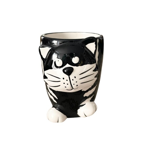 Vintage Burton + Burton Cat Mug: Black and White, Tail Handle