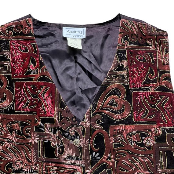 Vintage Floral Velvet Vest: Burgundy Whimsigoth Boho