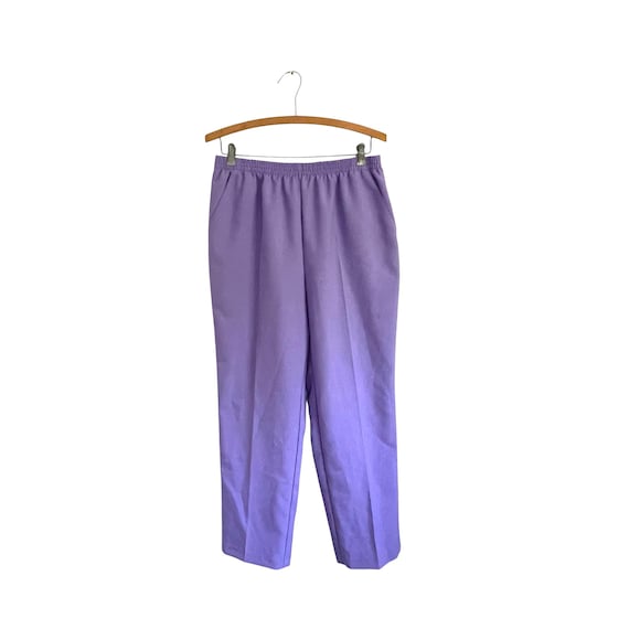 Vintage 70s 80s Lavender Stretch Pants. High Waisted Purple Stretchy Pants. Elastic Waist. Sara Morgan Petite Brand. Boho Hippie 80s. 1980s.