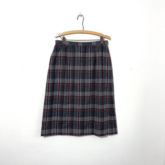 Vintage Pendelton Plaid Midi Pencil Skirt. High Waisted Wool Skirt. Dark Academia. Mod High Waisted Wool Skirt. 70s 80s. 90s. Lined. Pockets