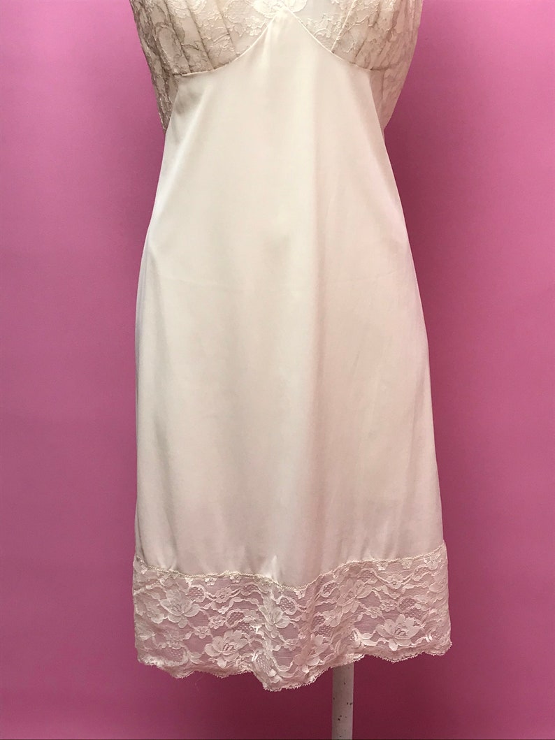 60s peach hue lace nylon lingerie slip dress
