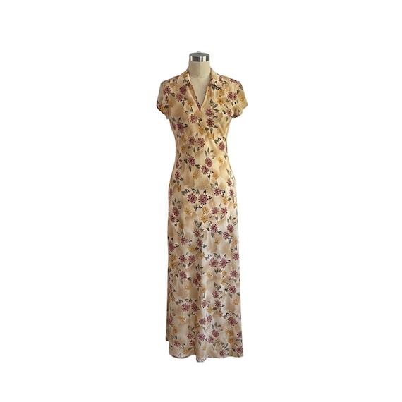 Vintage Floral Maxi Dress: 70s Cottagecore Rayon Blend