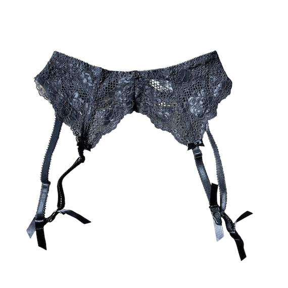 Vintage Victoria's Secret Black Lace Garterbelt. Small Dark Lacey Intimate Garter Belt. Lingerie. Y2K. 2000s. 00s. Burlesque Garter Belt. S.