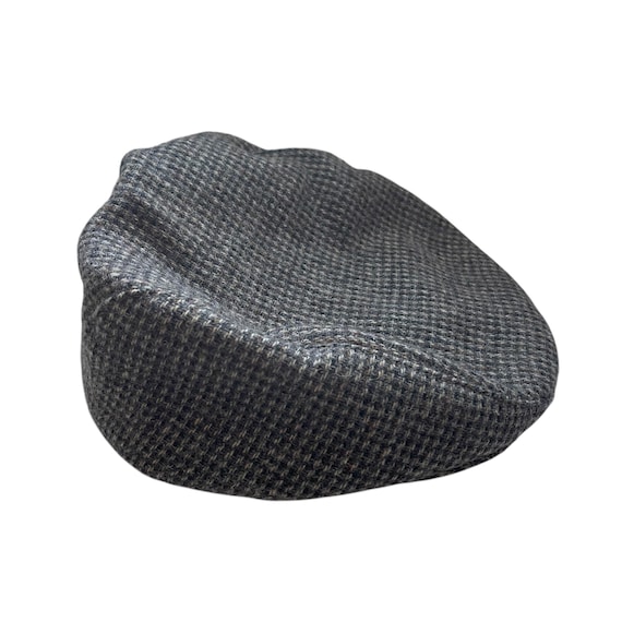 Vintage Gray and White Tweed Wool Cabbie Drivers Cap. Dark Tweed Newsboy Cap. Houndstooth. Roaring 20's. Peaky Blinders. 50s 60s 70s. 80s.