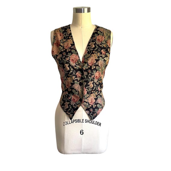 Vintage Brooke Leigh Multicolor Flower Print Vest. Colorful Floral Vest. Three Buttons. Boho. Hippie. Hippiecore. 80s. 90s. 1980s. 1990s.