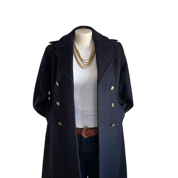 Vintage Navy Blue Wool Pea Coat, 80s/90s Dress Coat