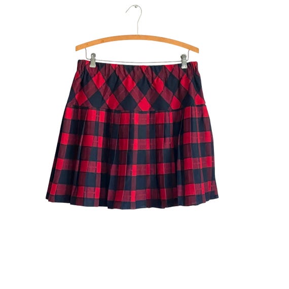 Vintage Red Black Pleated Plaid Mini Skirt. Grunge Skater Skirt. Dark Academia Schoolgirl Skirt. Y2K. 2000s. Gothic Plaid Mini Pleat Skirt.