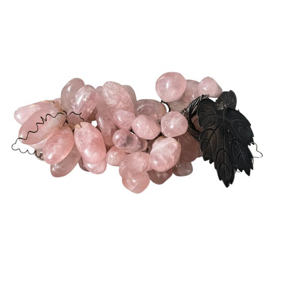 Vintage Pink Glass Grapes Decor, Mid-Century Modern