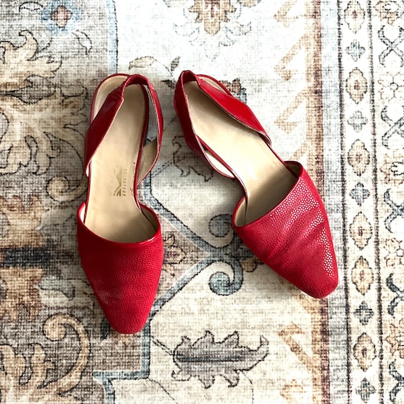 Vintage Salvatore Ferragamo Red Leather Flats. Red Leather Sandals. 70s 1970s. 80s 1980s. Vintage Red Leather Shoes. Womens Red Sandals. 5.5 Etsy