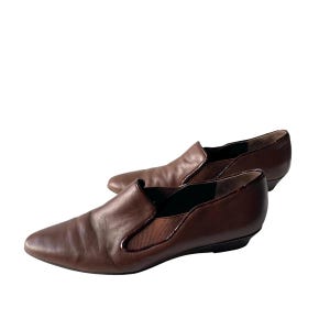Vintage Prevata Leather Wedge Heels. Croc Print Wedge Heels. Pointy Toes. Ankle Leather Booties. Cottagecore Boots Shoes. Dark Academia.