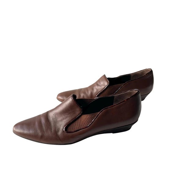 Vintage Prevata Leather Wedge Heels. Croc Print Wedge Heels. Pointy Toes. Ankle Leather Booties. Cottagecore Boots Shoes. Dark Academia.