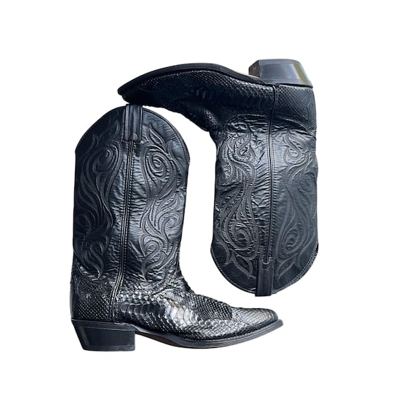 Vintage Laredo Leather Western Cowboy Boots: Lizard, Snakeskin, Tooled Boots. 10D.