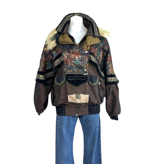 Vintage Floral Quilted Patchwork Bomber Jacket, Clipper Bay Glam