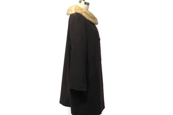 Vintage 50 60s Wook Mink Coat. Swing Dress Wool C… - image 6