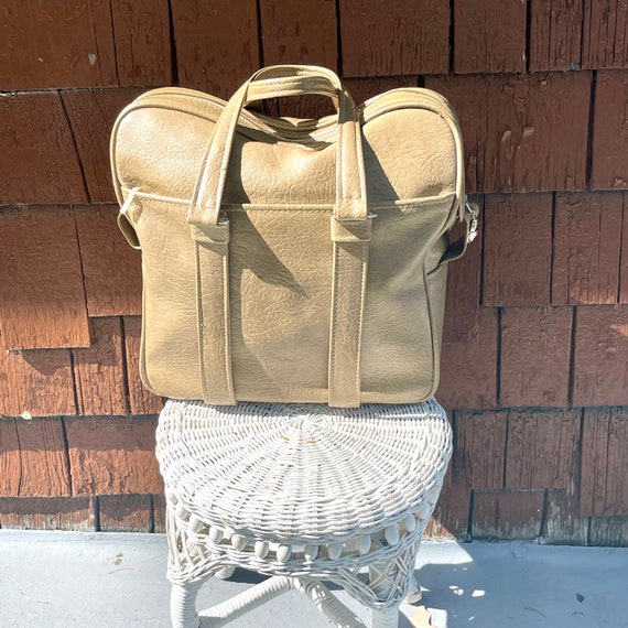Vintage 60s Tote Bag. Mod 60s Carry On. Taupe Tote. Hippie Tote Bag. 70s Hippie Suitcase. Mod 70s Tote Bag. Weekender. 60s 70s Overnighter.