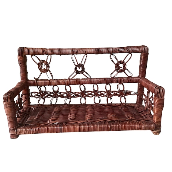 Vintage Rattan Wall Shelf Decor; Bohemian Wicker Decor, Free Standing, Cottagecore, Grandmacore.