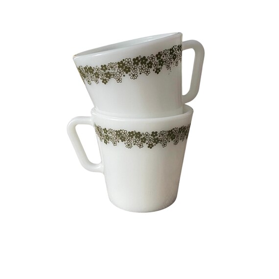 Vintage Pyrex Spring Blossom Mug Set: Cottagecore Coffee Cups