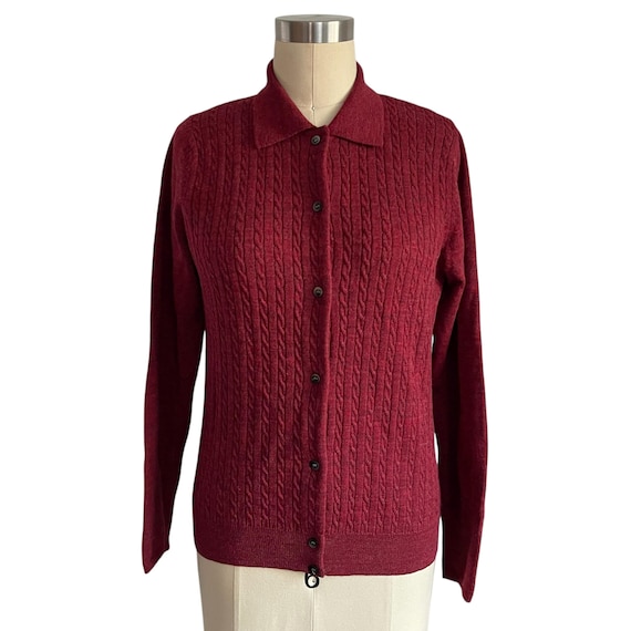 Vintage Brooks Brothers Crimson Knit Cardigan Top: Red Knit Button-Up Top, Academia, Retro Student Sweater Top, 60s 70s 80s