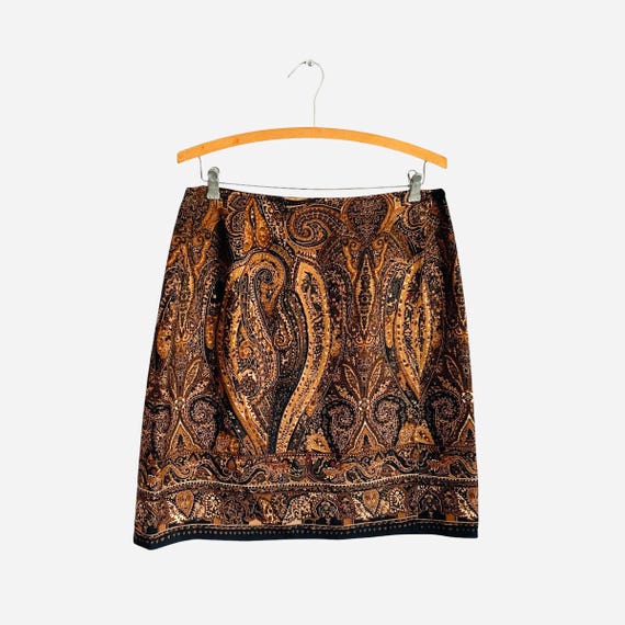 Vintage Paisley Mini Wrap Skirt. Boho Hippie Mini Skirt. Coldwater Creek. Dark Academia Mini Skirt. Brown Paisley Mini Skirt. 80s. 90s. Y2K.