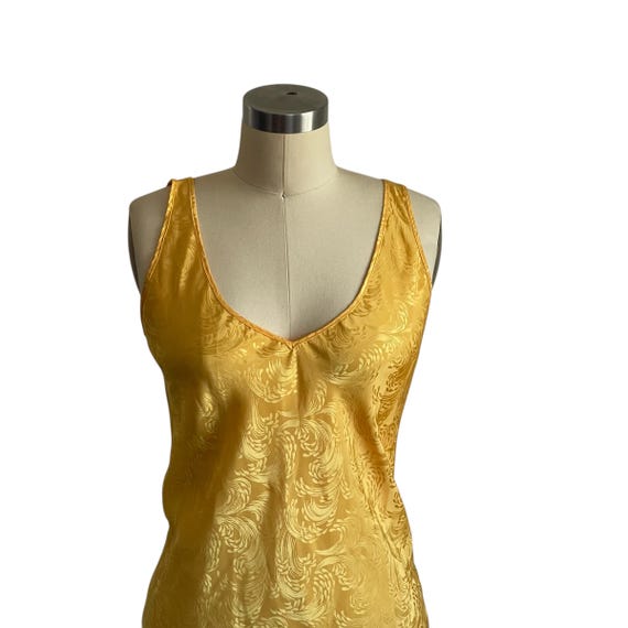 Vintage Goldenrod Embossed Tank Top. Boho V Neck Tank Top. Paisley Swirls. Summer Casual Lightweight Tank Dress Top. 80s 90s. Y2K. 00s.