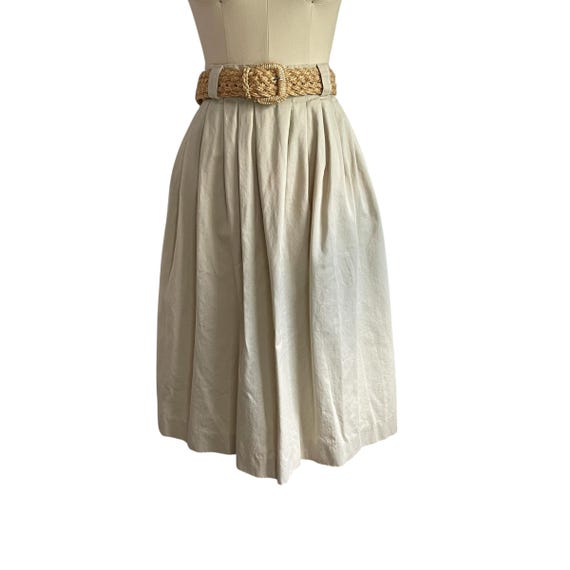 Vintage Briggs Cream Pleated Skirt: A-Line, Womens Casual Khaki