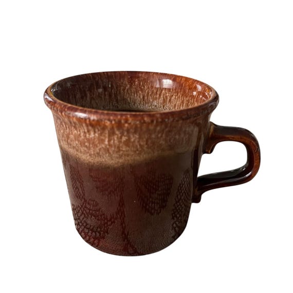Vintage Drip Glaze Coffee Mug: 70s 80s. Brown Coffee Tea Mug.