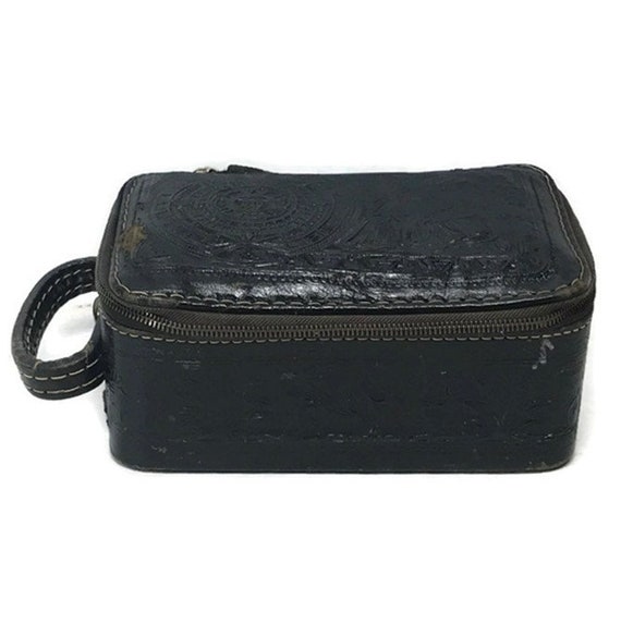 Vintage Tooled Leather Bag. Toiletries Medicine Ba