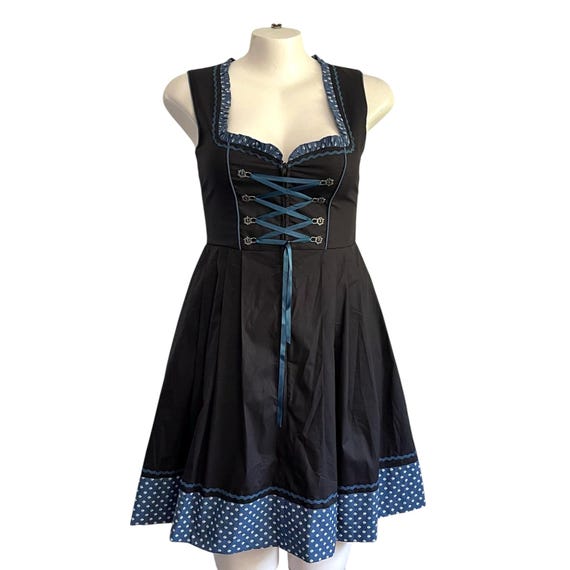 XL Dirndl Dress: Sleeveless Cottagecore Corset Swing Skirt