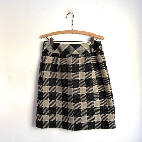 Vintage Talbots Black Taupe Checkered Mini Skirt. Plaid Mini Skirt. Womens Grunge Casual Skirt. Dark Academia Goth. 90s. Y2K. 1990s. 2000s.