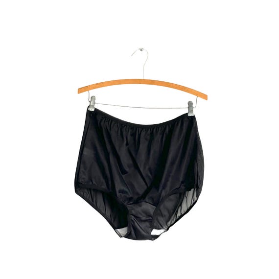 Vintage Serenada Black Nylon Undies. Womens Black Silk Mesh Panties. Full Cut. Semi-Transparent. Intimate Wear. Never Worn, Clean. 70s. 80s.