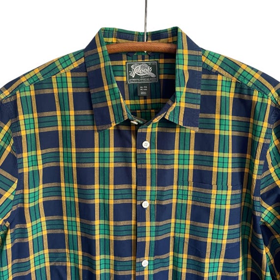 Vintage Roots Canada Multicolor Plaid Flannel Shirt. Boyfriend Tartan Button-Up Flannel. Grunge. Skater. 80s. 90s. 1980s. 1990s.