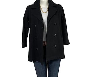 Women's 80's Vintage Pea Coat | Jones New York Car Coat | Black