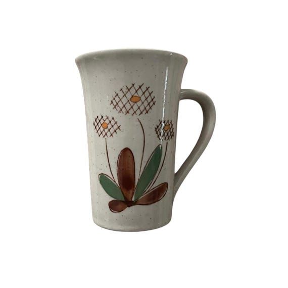 Handmade Cottagecore Coffee Mug, Waffle Thistle Pottery Mug
