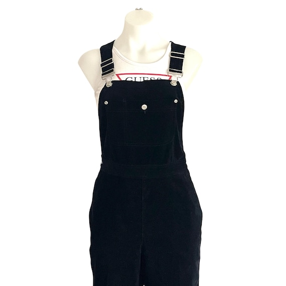 Vintage 90s Y2K 00s Liz Claiborne Petite Black Jumpsuit. Lizwear Petite Dark Overalls. Punk Glam Velvet Overalls. Punk Glam Mod Overalls.