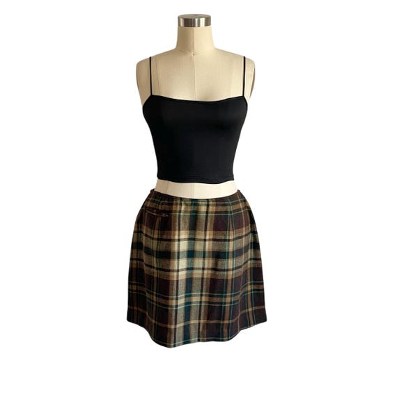 Vintage Limited American Dark Academia Mini Skirt: Short Multicolor Grunge Plaid Skirt, Zipper Pocket, 90s Y2K Mini Skirt