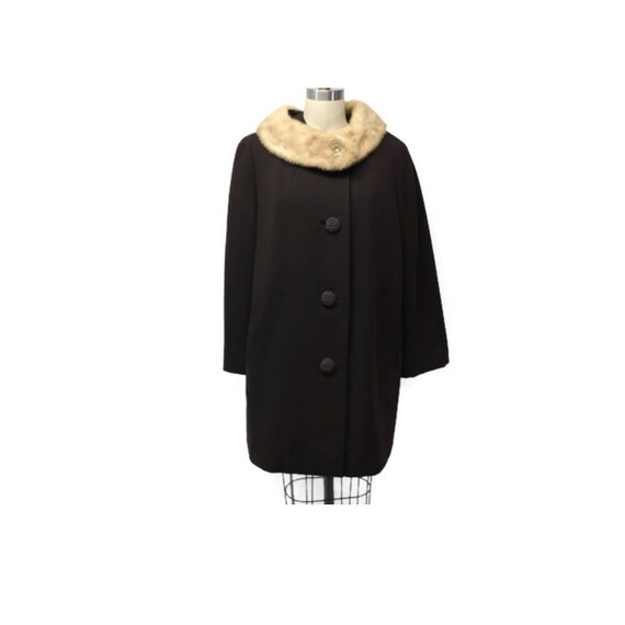 Vintage 50 60s Wook Mink Coat. Swing Dress Wool C… - image 2
