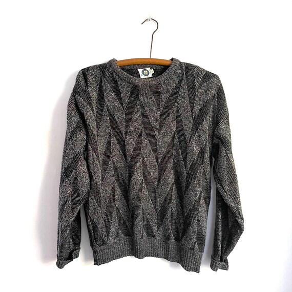Vintage 90s Grunge Emo College Sweater. Cabincore 80s Pullover Sweater. Crew Neck Jumper Sweater. Zig-Zag Sweater. Grandpacore. 80s. 90s. L.